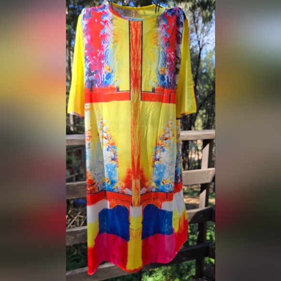 Dai  yuan li Vibrant Multicolor Abstract Dress szXXL NWT - Picture 5 of 8